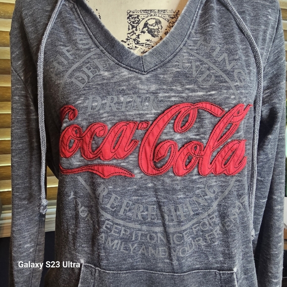 Coca Cola Women's Gray and Red Hoodie - Picture 3 of 7